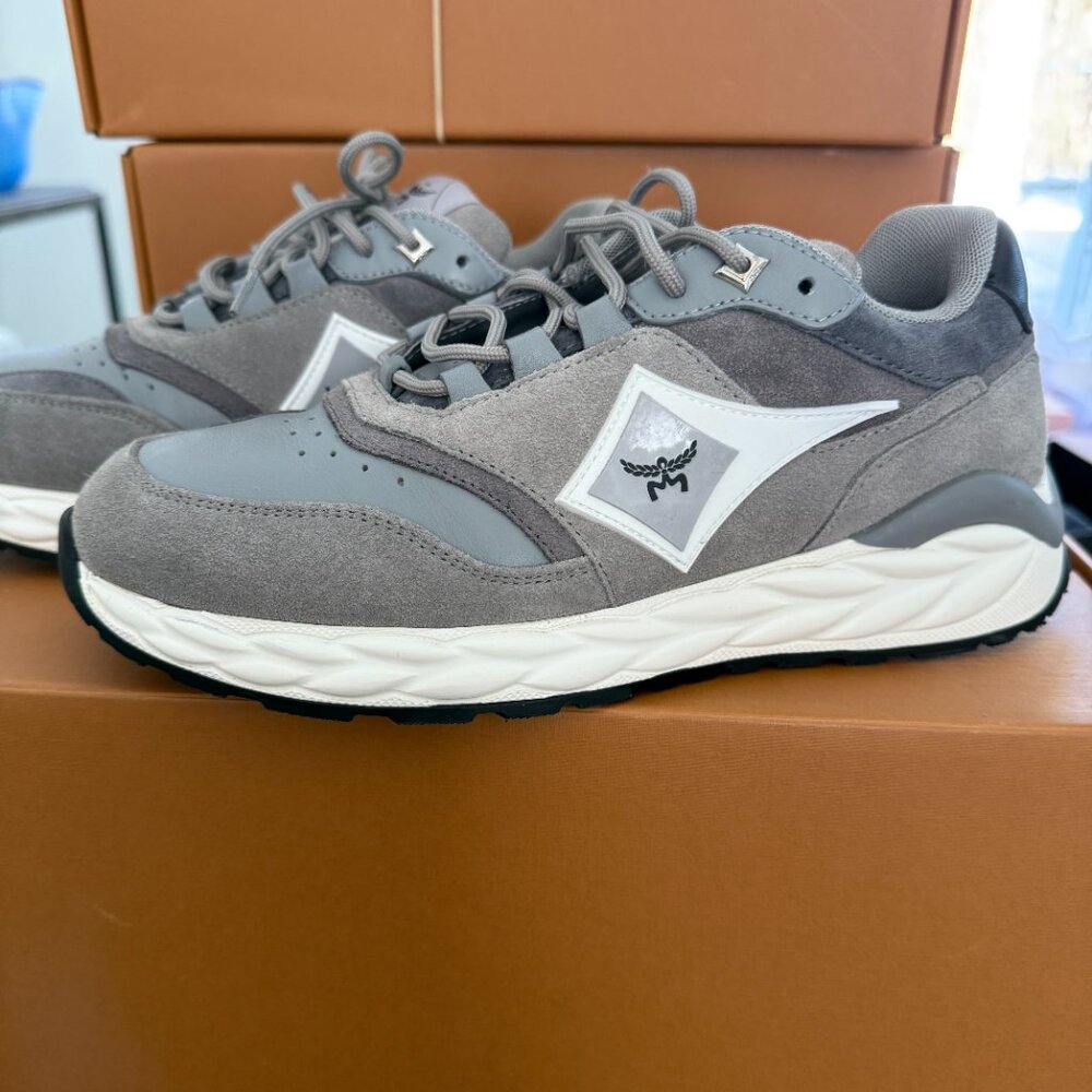 MCM Skywander Calf Suede & Leather Low-Top Lace-Up Women's Sneakers , sz 37 - Picture 4 of 12